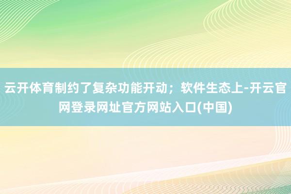 云开体育制约了复杂功能开动；软件生态上-开云官网登录网址官方网站入口(中国)